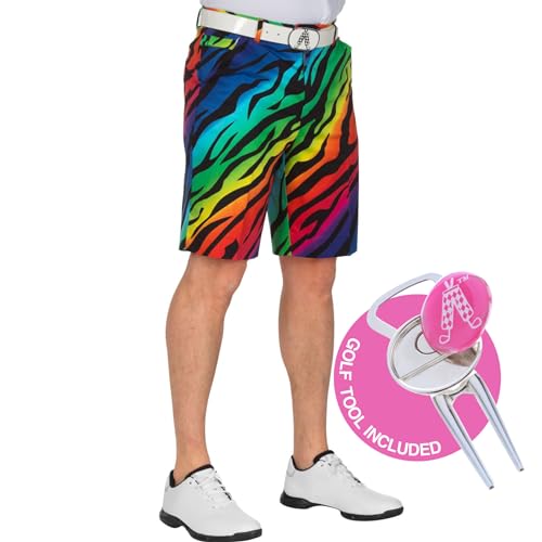 Royal & Awesome Wild One Herren Golf Shorts, Tierdruck Shorts, Golf Shorts Mens UK, Herren -Golfshorts, lustige Golfshorts für Männer von Royal & Awesome