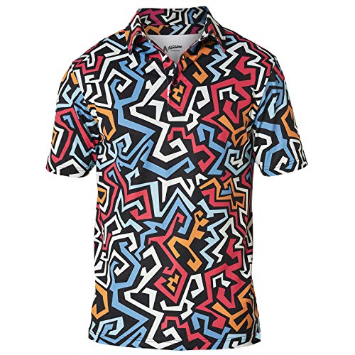 Royal & Awesome Lustige Golf-Shirts für Herren, Hawaii-Golf-Shirts für Männer, verrückte Golf-Shirts für Männer, lustiges Golf-Poloshirt, Graffiti, Klein von Royal & Awesome