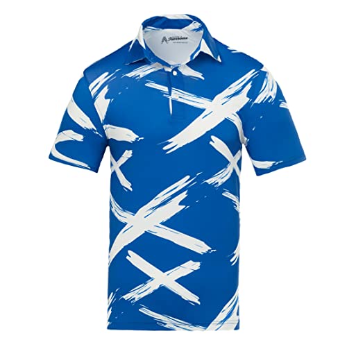 Royal & Awesome Saltire Scottish Golf Polo -Hemden für Männer, Golftimen für Männer, Golfhemden Männer, Männer Golfhemden, Herren Golf Polo -Hemden von Royal & Awesome