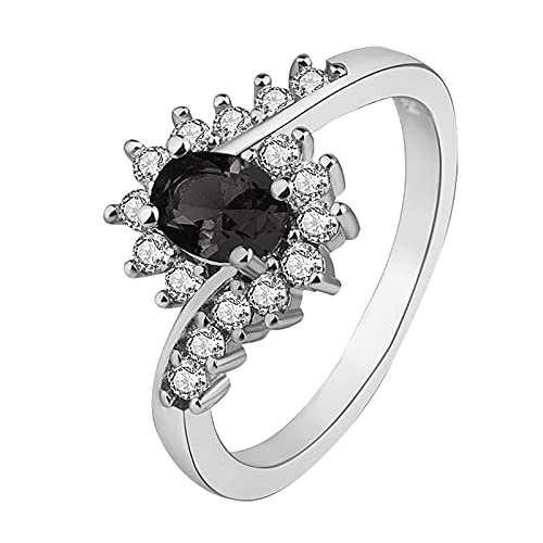 Glänzende Ringe Silberringe für Damen Ringe Strass Damen Herren Ringe Damen und Ringe Ringe Traumfänger Klein (Black, 10) von Rpporm