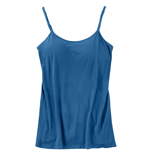 Unterhemden Damen mit Regal BH Baumwoll Tank Tops BH Hemd Basic Shirt Eingebauter BH Bügelloser Gepolstert Spaghettiträger Top von Rpporm