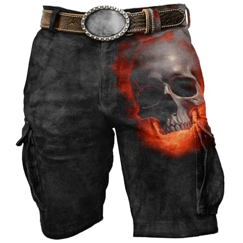 Rrongwn Herren Totenköpfe Shorts Vintage Bedruckte Motiv Cargoshorts Bermuda Sommer Casual Kurz Hosen Gothic Horror Nu Goth Rockwear Baumwolle Coole Trend Streetstyle Freizeitshorts Rrongwn Herren Totenköpfe Shorts Vintage Bedruckte Motiv Cargoshorts Bermuda Sommer Casual Kurz Hosen Gothic Horror Nu Goth Rockwear Baumwolle Coole Trend Streetstyle Freizeitshorts von Rrongwn