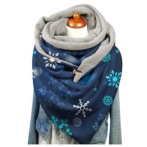 Dreieckschal Damen Schal Halstücher Herbst Winter Flauschiger Schal Wintermode Schneeflockendruck Knopfschals Wickelschals Lässige Frauen Warmer Weicher Schal Herren Schal Scarf Women Winterschal von Rrunsv