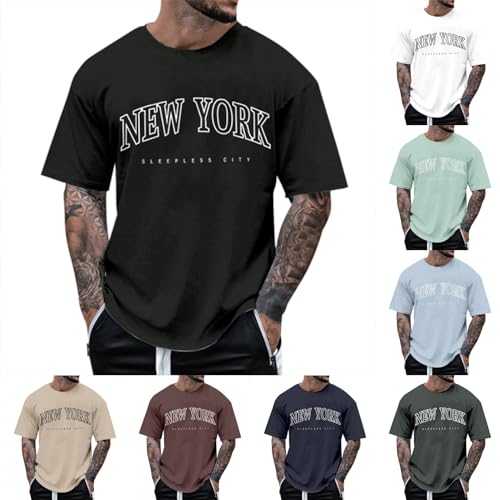 Oversized Tshirt Herren Rundhals Kurzarm Streetwear Oberteile Herren Sommer Vintage Strand T-Shirt Herren mit Los Angeles Druck Funktionsshirt Herren Baumwolle Shirt Herren Tops Sportshirts fur Männer von Rrunsv