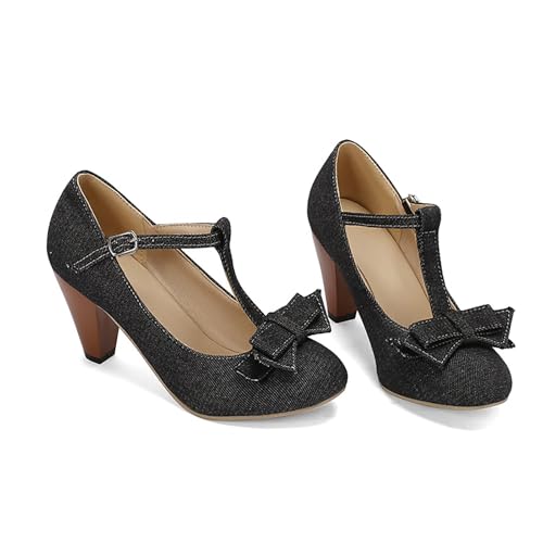 Mary Jane Schuhe Damen weiß, Mary Jane Ballerinas Damen Rot Sommer Damenschuhe Halbschuhe High Heels Hohe Schuhe Bequem mit Bogen Absatzschuhe Pumps Cute Elegant Brautschuhe Shoes für Frauen, Schwarz Mary Jane Schuhe Damen weiß, Mary Jane Ballerinas Damen Rot Sommer Damenschuhe Halbschuhe High Heels Hohe Schuhe Bequem mit Bogen Absatzschuhe Pumps Cute Elegant Brautschuhe Shoes für Frauen, Schwarz von RuFengz
