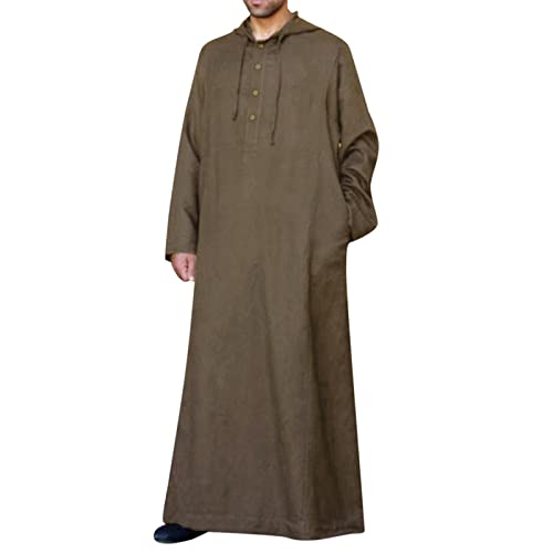 RuFengz Kaftan Herren, Gebetskleidung für Männer Baumwolle Lang Islam Thawb Jalabiya Frühling Muslim Kaftan Jellabiya mit Kopftuch Elegant Thobe Sommer Frauen Abaya Sommermantel, Braun, 5XL RuFengz Kaftan Herren, Gebetskleidung für Männer Baumwolle Lang Islam Thawb Jalabiya Frühling Muslim Kaftan Jellabiya mit Kopftuch Elegant Thobe Sommer Frauen Abaya Sommermantel, Braun, 5XL von RuFengz
