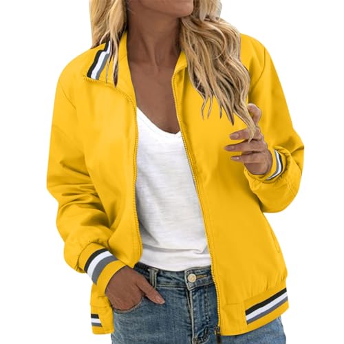 bomberjacke damen, Sommerjacke Damen Leicht Leinen Lang Sportjacke Lässige Grosse Grössen Damenjacken Zipper Sommer Bomberjacke Regenjacken Oversize Outdoor Motorradjacke Frühjahrsjacke, 3XL, Gelb bomberjacke damen, Sommerjacke Damen Leicht Leinen Lang Sportjacke Lässige Grosse Grössen Damenjacken Zipper Sommer Bomberjacke Regenjacken Oversize Outdoor Motorradjacke Frühjahrsjacke, 3XL, Gelb von RuFengz