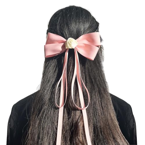 InsStyle Haarspange mit langem Schleifenband, Haarspangen für Mädchen, große Haarschleifen, Pferdeschwanz-Halter, Haar-Accessoire, Haarnadel für Frauen von Ruarby