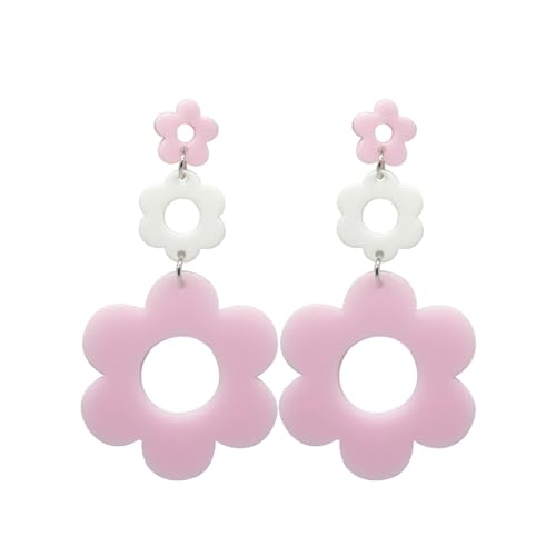 RUARY Koreanische niedliche Acryl-Blumen-Ohrstecker für Damen, trendig, geometrisch, Gänseblümchen-Anhänger, Modeschmuck, Geschenk, Siehe Beschreibung von Ruarby