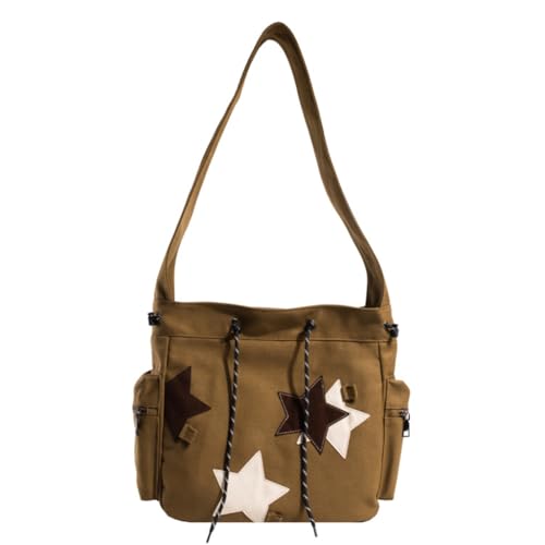 Ruarby 2024 Messenger Bag Canvas Star Bag School Bag Large Capacity Crossbody Shoulder Bag for Teens Versatile Vintage Bag, braun von Ruarby