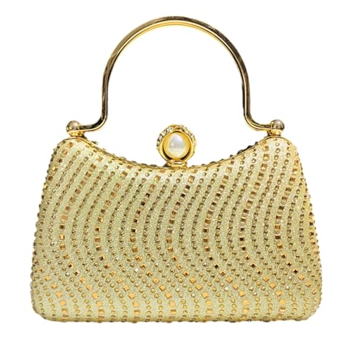 Ruarby Abendtasche für Damen, elegante Clutch, trendig, Abendtasche, Clutch, Hochzeit, Party, Abendtasche, Handtasche für Hochzeiten, Partys, gold von Ruarby