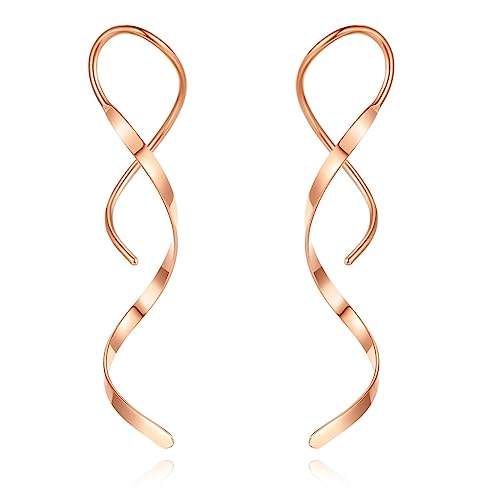 Ruarby Einfache geometrische lange Haken-Ohrringe für Damen, ethnische Metall-Spiral-Tropfen-Ohrringe, Schmuck, Edelstahl-Material für Frauen, Siehe Beschreibung von Ruarby