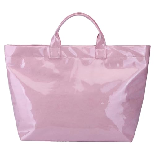 Ruarby Große kapazität PVC Top Griff Tasche für Frauen mit Stilvolle Brief Druck Handtasche Kraft Papier Tasche für Büro und Täglichen Gebrauch, new pink Ruarby Große kapazität PVC Top Griff Tasche für Frauen mit Stilvolle Brief Druck Handtasche Kraft Papier Tasche für Büro und Täglichen Gebrauch, new pink von Ruarby