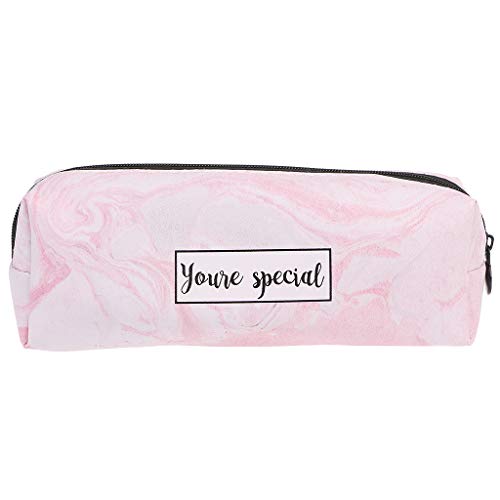 Ruarby Marmor-PU-Stifttasche mit Reißverschluss, tragbare Make-up-Tasche, Reise-Kulturbeutel für Mädchen, Frauen, Studenten, rose, Schulranzen-Set von Ruarby