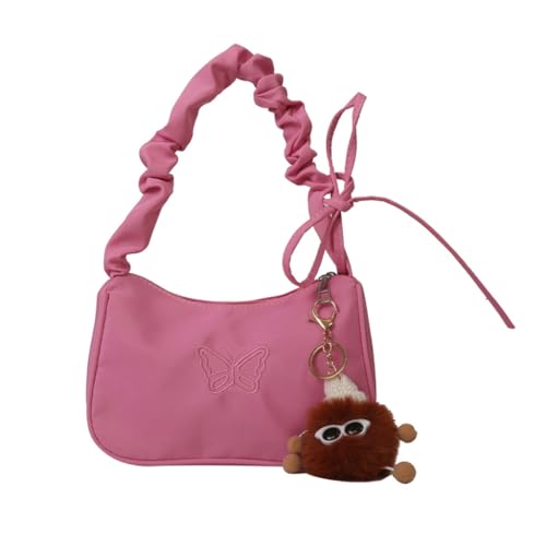 Ruarby Mode Damen Nylon Umhängetasche Plissee Unterarmtaschen Trendy Style Handtasche, rose, Without pendant von Ruarby