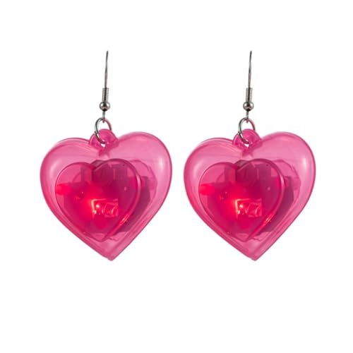 Ruarby Modische Ohrhänger mit Herz-LED-Lichtern, einzigartig, beleuchtet, Herzform, Tropfenohrring, Valentinstagsparty-Schmuck, Siehe Beschreibung von Ruarby