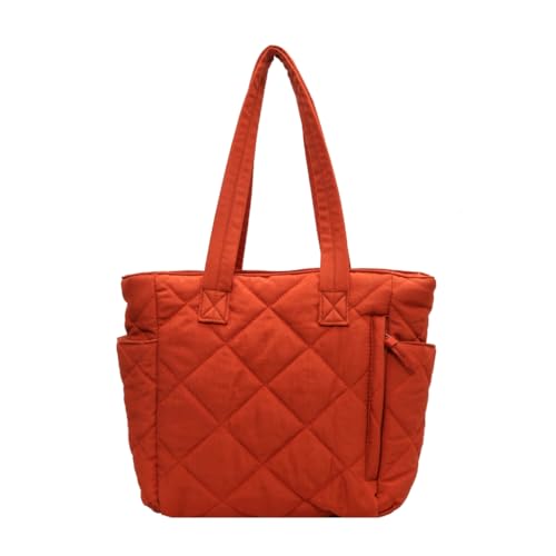 Ruarby Modische Schultertasche für Mädchen und Frauen, Puffertasche, einfarbig, Nylon, Orange von Ruarby