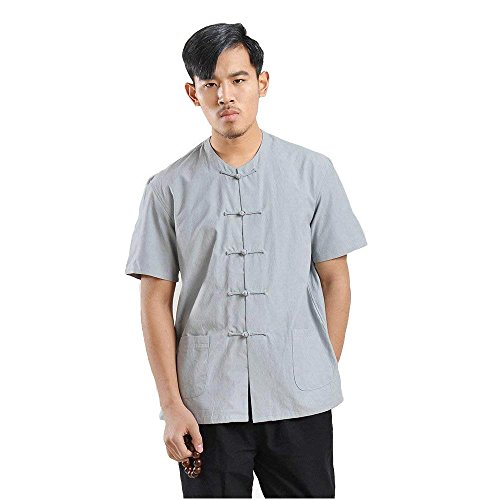 Rubruan Herren Kung Fu Hemd - Traditionelle Chinesische Kleidung Handarbeit Tangzhuang Stil Jacke Kampfkunst Tai Chi Wing Chun Kurze Ärmel Rundkragen Uniform für Männer - Baumwolle Rubruan Herren Kung Fu Hemd - Traditionelle Chinesische Kleidung Handarbeit Tangzhuang Stil Jacke Kampfkunst Tai Chi Wing Chun Kurze Ärmel Rundkragen Uniform für Männer - Baumwolle von Rubruan