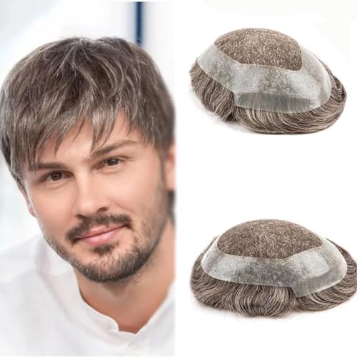 Schweizer Spitze männliche Haarprothese unsichtbare Basis Toupet Perücke für Männer natürliches menschliches Haar (20 * 25(CM), Farbe#1B40) von Rubyonly