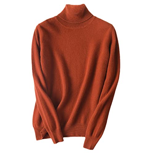 Ruereuu Damen Merino Kaschmir Rollkragen Strick Pullover Sweater, caramel, M von Ruereuu