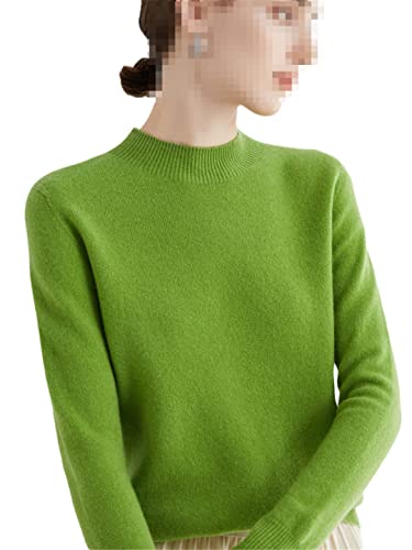 Ruereuu Damen Merino Kaschmir Strick Pullover Rollkragen Pullover Warm Pullover, Light Gn, L von Ruereuu