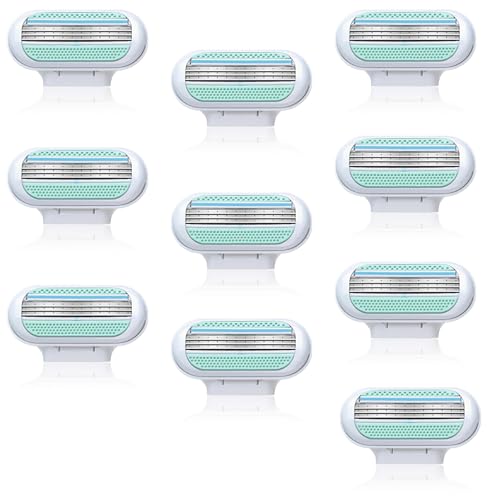 10er-Set Rasierklingen Damen, Nachfüllpack für Damenrasierer 3-Klingen-Rasierer von Schutzkissen Umgebener Klinge Hautfreundliche Rasierklingen für Eine Länger Anhaltende Glatte Rasur (10 PCS) 10er-Set Rasierklingen Damen, Nachfüllpack für Damenrasierer 3-Klingen-Rasierer von Schutzkissen Umgebener Klinge Hautfreundliche Rasierklingen für Eine Länger Anhaltende Glatte Rasur (10 PCS) von Rumgug