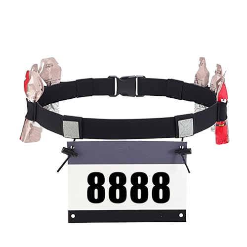 Triathlon Running Startnummerngürtel, Startnummernband Laufgurt mit Nummernhalter 6 Gel-Halter, Unisex Laufnummernband Laufgürtel für Handy Non-Slip Lätzchen Halter Running Race Belt Verstellbarer von Rumgug