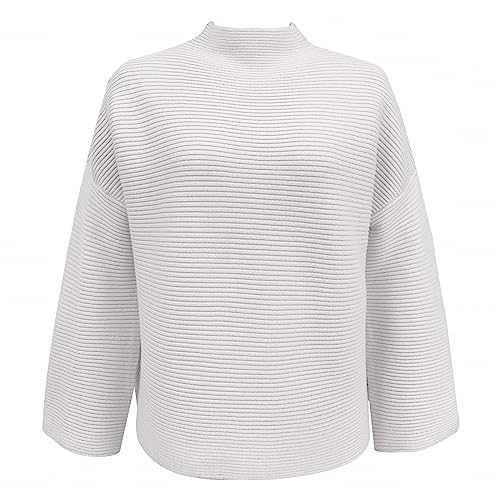 Rumity Damen Pullover aus Baumwolle Stehkragen Damen Pullover Oversize Lose Pulli Strickpullover Outwear Pullover Frauen Grauer Pullover Damen von Rumity