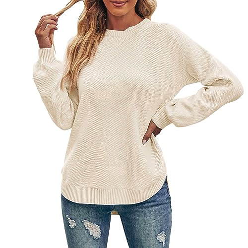 Strickpullover für Damen Casual Pullover Elegant Leichter Oberteile Langarm Tops Sweatshirt ohne Kapuze Knitted Sweater Langarmshirt Herbst Winter Sweatshirt Damen Schwarz Rollkragenshirt Damen von Rumity