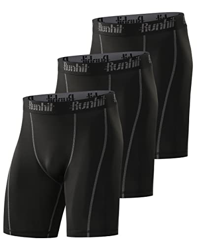 Runhit 3er Pack Herren Kompressionsshorts Kurz, Baselayer Laufunterwäsche Herren Tights Kurz Unterhose Sport Laufhose von Runhit