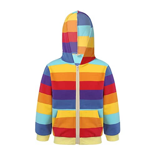 Runhomal Kinder Mädchen Kapuzenpullover Regenbogen Langarm Hoodies Sweatshirt mit Kapuze Kapuzenjacke Pullover mit Kordelzug Sweatjacke Kapuzenshirt Regenbogen E 110-116 von Runhomal