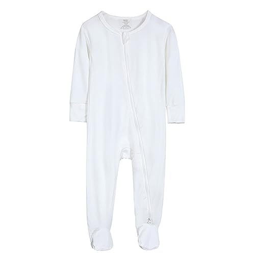 Runhomal Neugeborene Strampler Body Einteilige Jumpsuit Unisex Baby Overall Schlafstrampler Langarm Wickelbody Babykleidung Strampelanzug Weiß 80-86 von Runhomal