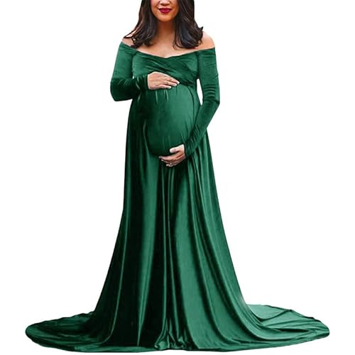Runstarshow Umstandskleid Fotoshooting Baby Shower Kleider für Schwangere Frauen Umstandsmode Langarm V-Ausschnitt Samt Schwangerschaftskleider Umstandskleid Fotografie Partykleid Übergröße S-XL, Runstarshow Umstandskleid Fotoshooting Baby Shower Kleider für Schwangere Frauen Umstandsmode Langarm V-Ausschnitt Samt Schwangerschaftskleider Umstandskleid Fotografie Partykleid Übergröße S-XL, von Runstarshow
