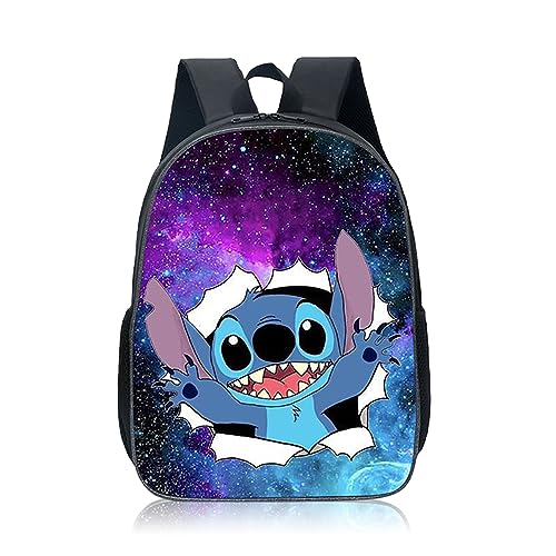 Runup Stitch Rucksack für Kinder, Stitch Cartoon Rucksack, Rucksack mit großer Kapazität für Jungen und Mädchen, 17-Zoll Stitch Rucksack für Schule, Reisen, Business von Runup