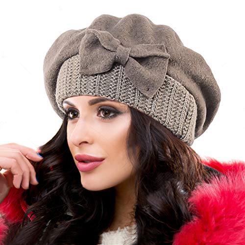 Ruphedy Barett Damen Baskenmütze Wolle Beanie Mütze Warme Wintermütze (HY022-Camel-A) von Ruphedy