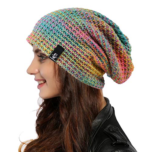 Ruphedy Damen Beanie Mütze Winter Long Oversized Slouchy Beany Strickmütze B08 (B08w-Blau/Confetti) von Ruphedy