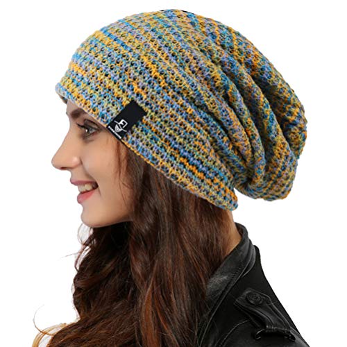 Ruphedy Damen Beanie Mütze Winter Long Oversized Slouchy Beany Strickmütze B08 (B08w-Blau/Multi) von Ruphedy