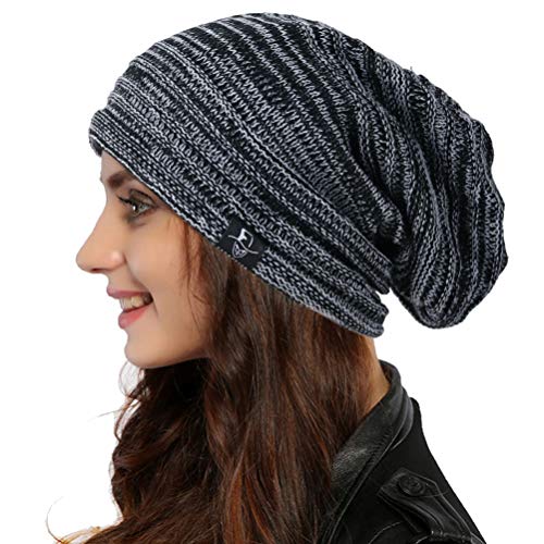 Ruphedy Damen Beanie Mütze Winter Long Oversized Slouchy Beany Strickmütze B08 (B5001-Schwarz) von Ruphedy