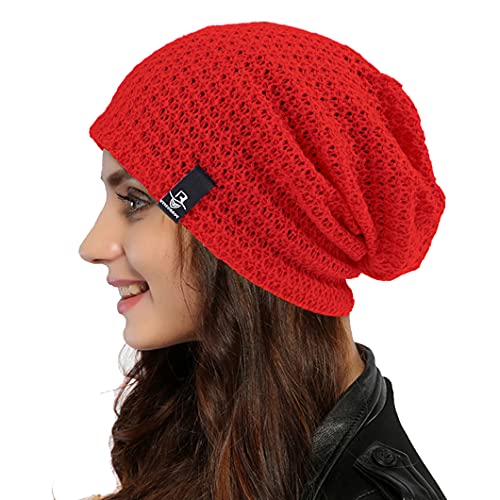 Ruphedy Damen Beanie Mütze Winter Long Oversized Slouchy Beany Strickmütze B08 (Rot) von Ruphedy