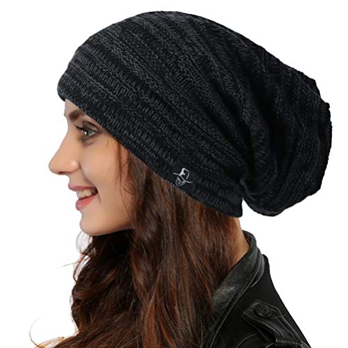 Ruphedy Damen Slouchy Beanie Mütze Knit Lange Baggy Slouch Skull Cap für Winter, B5001-dunkelgrau, Einheitsgröße von Ruphedy