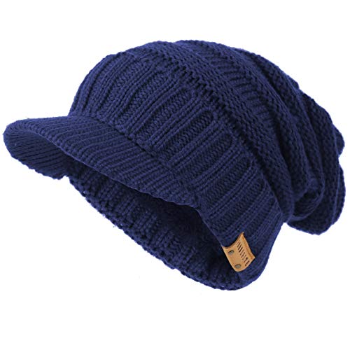 Ruphedy Herren Mütze mit Schirm Fleece Visor Beanie Schirmmütze Wintermütze B319 (B320-Marine) von Ruphedy