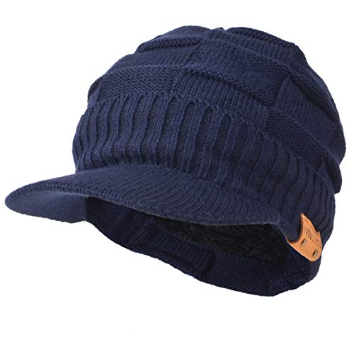 Ruphedy Herren Mütze mit Schirm Fleece Visor Beanie Schirmmütze Wintermütze B319 (B322-Marine) von Ruphedy