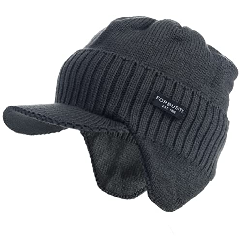 Ruphedy Herren Mütze mit Schirm Fleece Visor Beanie Schirmmütze Wintermütze B319 (B323-Grau) von Ruphedy