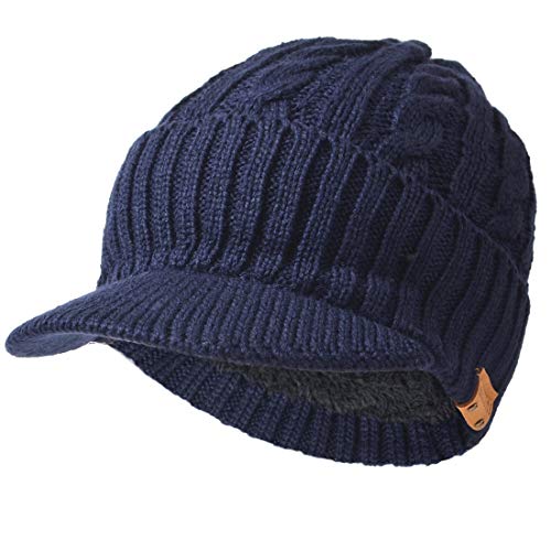 Ruphedy Herren Mütze mit Schirm Fleece Visor Beanie Schirmmütze Wintermütze B319 (B5042-Marine) von Ruphedy