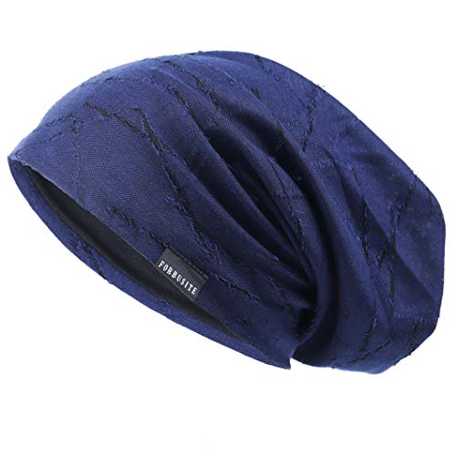 Ruphedy Herren Slouch Beanie Mütze Sommer Dünne Hollow Beany Chemo Mützen B090 (B402-Marine-A) von Ruphedy