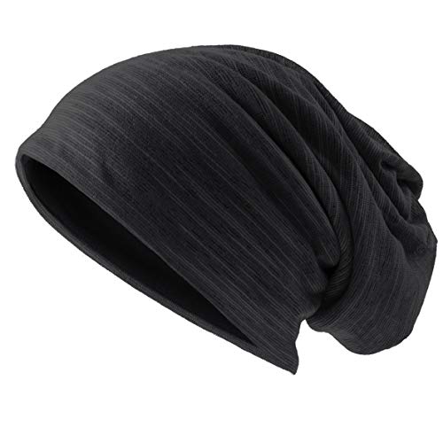 Ruphedy Herren Slouchy Beanie Skull Cap Sommer Dünn Baggy Oversized Strickmütze B301 - Schwarz - MEDIUM von Ruphedy