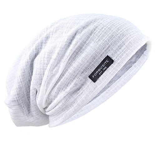 Ruphedy Herren Slouchy Beanie Skull Cap Sommer Dünn Baggy Oversized Strickmütze B301 - Weiß - MEDIUM von Ruphedy