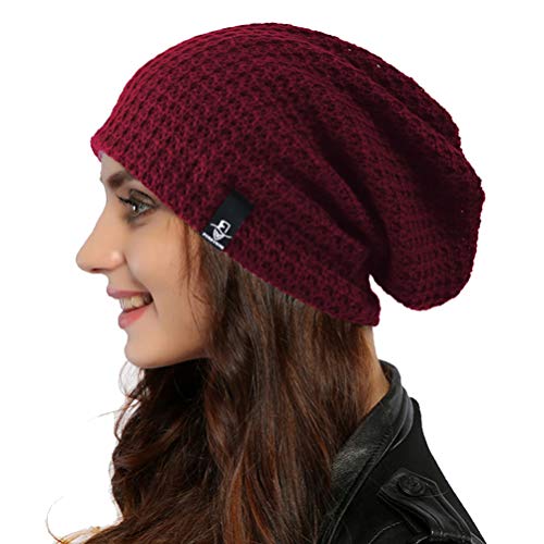 Ruphedy Damen Beanie Mütze Winter Long Oversized Slouchy Beany Strickmütze B08 (Weinrot) von Ruphedy