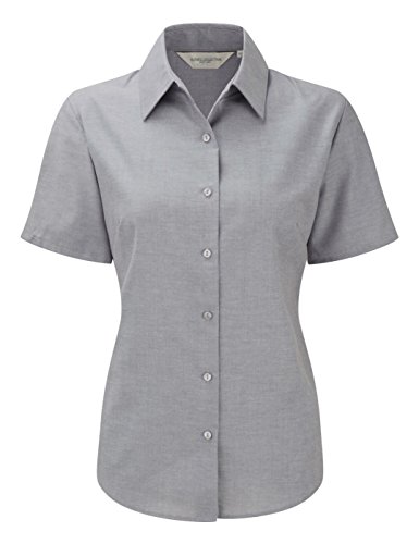 Damen-Bluse mit kurzen ärmeln aus der Russell Collection Gr. XXXXL, silber von Russell Collection