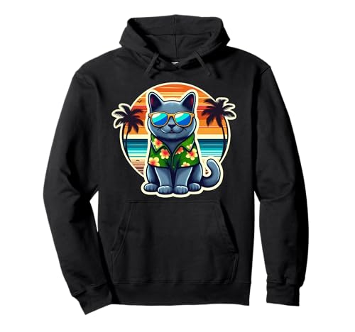Russische blaue Katze Besitzer Sommer Vibes Urlaub Mama Papa Pullover Hoodie Russische blaue Katze Besitzer Sommer Vibes Urlaub Mama Papa Pullover Hoodie von Russian Blue Cat Owner Summer Vibes Products